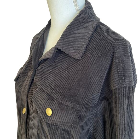 Sweet Generis Shacket Women's Size S Corduroy Black Barn Chore Coat Gold Buttons - Picture 4 of 8